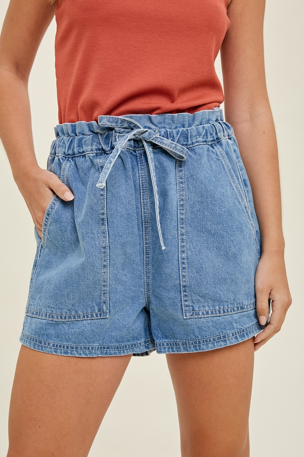 Paper Bag Denim Shorts