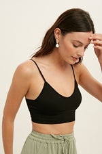 Black Ribbed Low Back Bralette