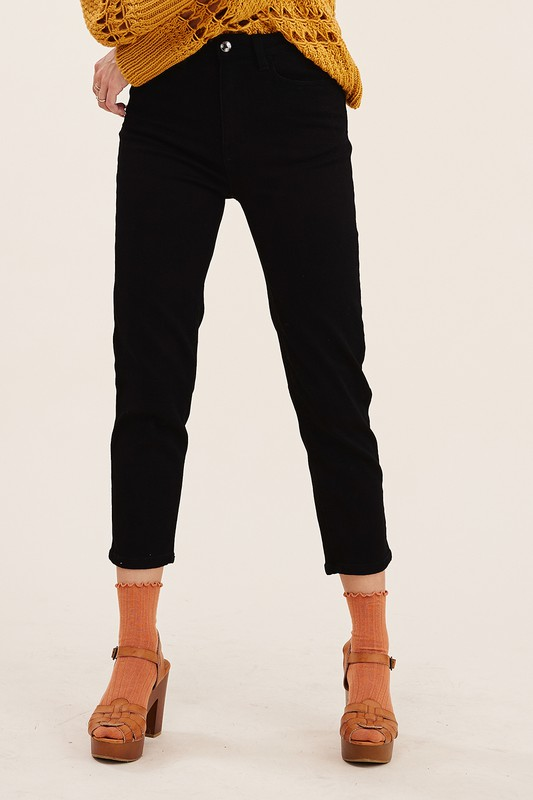 High Rise Ankle Cropped Mom Jeans