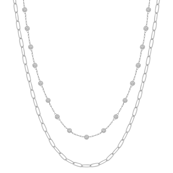 Silver Layered Chain Necklace